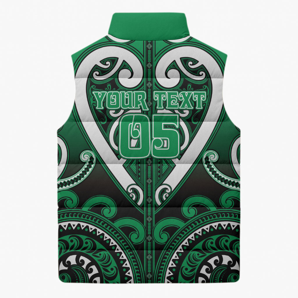 Custom Aotearoa Ngati Maniapoto Sleeveless Puffer Jacket Maori Tribal Pattern
