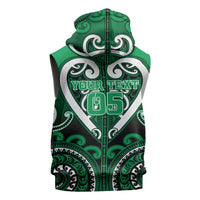 Custom Aotearoa Ngati Maniapoto Sleeveless Zip Hoodie Maori Tribal Pattern