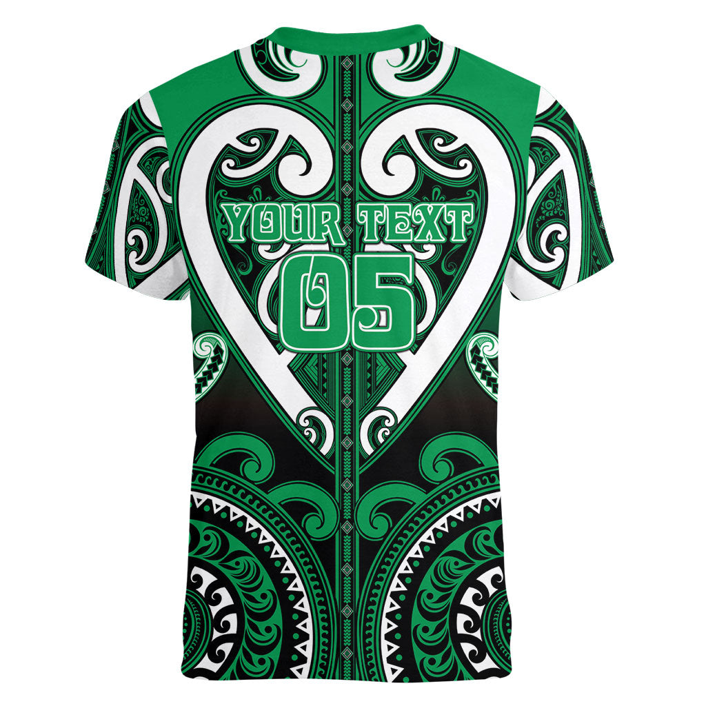 Custom Aotearoa Ngati Maniapoto Women V-Neck T-Shirt Maori Tribal Pattern