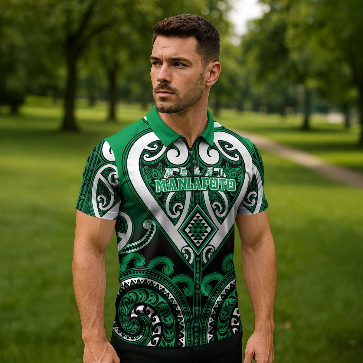 Custom Aotearoa Ngati Maniapoto Zipper Polo Shirt Maori Tribal Pattern