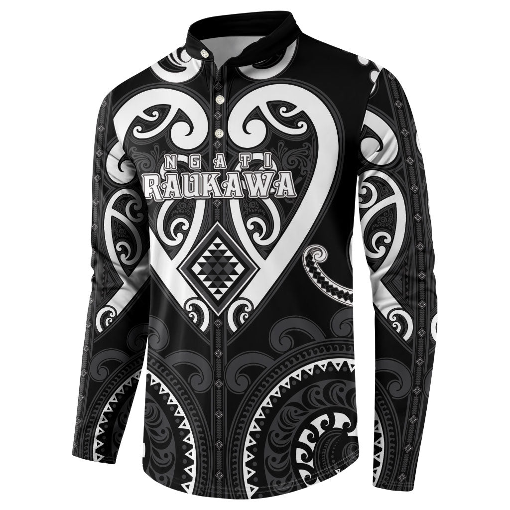 Custom Aotearoa Ngati Raukawa Button Sweatshirt Maori Tribal Pattern