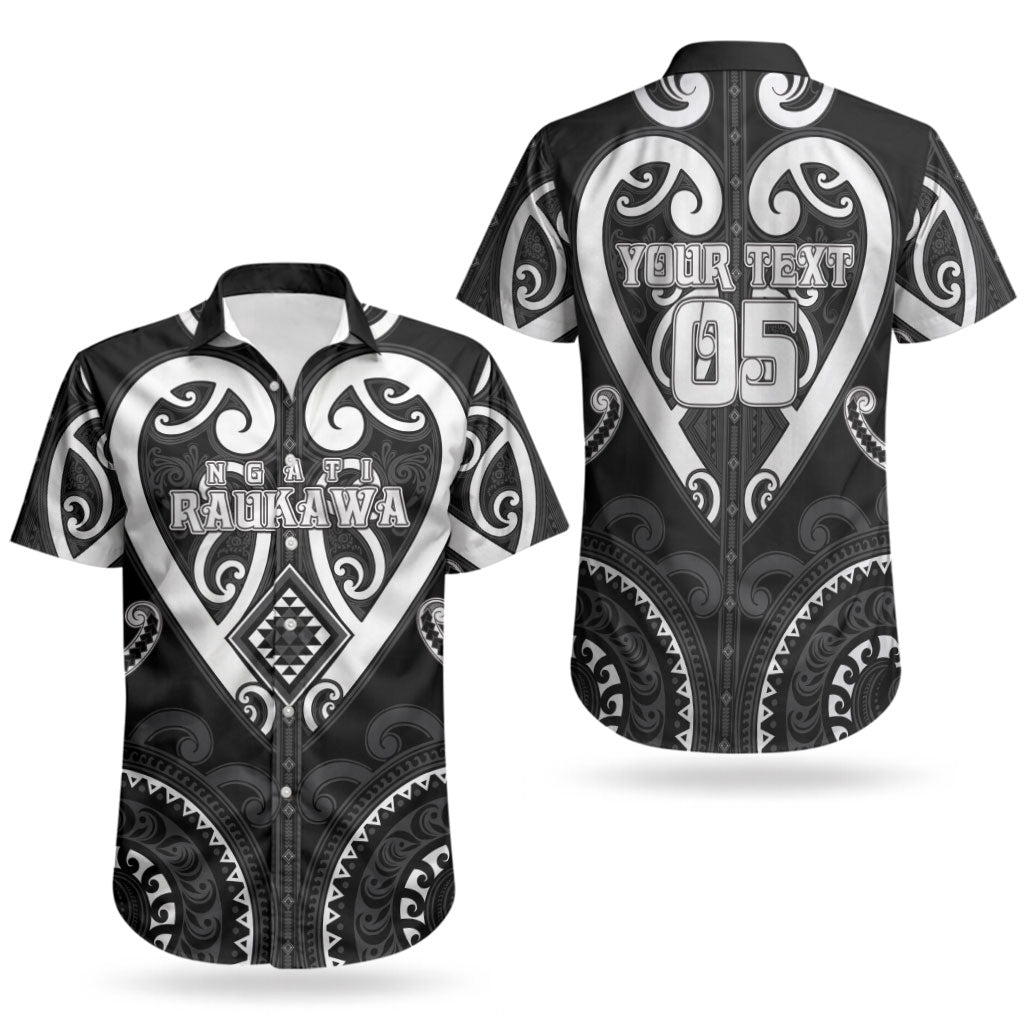 Custom Aotearoa Ngati Raukawa Couples Matching Off Shoulder Short Dress and Hawaiian Shirt Maori Tribal Pattern