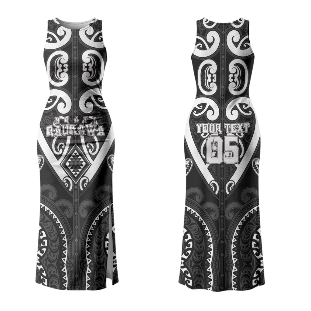 Custom Aotearoa Ngati Raukawa Couples Matching Tank Maxi Dress and Long Sleeve Button Shirt Maori Tribal Pattern
