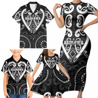 Custom Aotearoa Ngati Raukawa Family Matching Short Sleeve Bodycon Dress and Hawaiian Shirt Maori Tribal Pattern