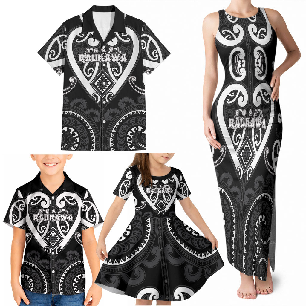 Custom Aotearoa Ngati Raukawa Family Matching Tank Maxi Dress and Hawaiian Shirt Maori Tribal Pattern LT05 - Polynesian Pride