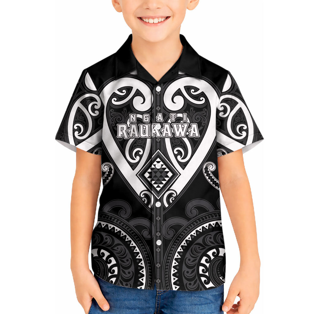 Custom Aotearoa Ngati Raukawa Kid Hawaiian Shirt Maori Tribal Pattern