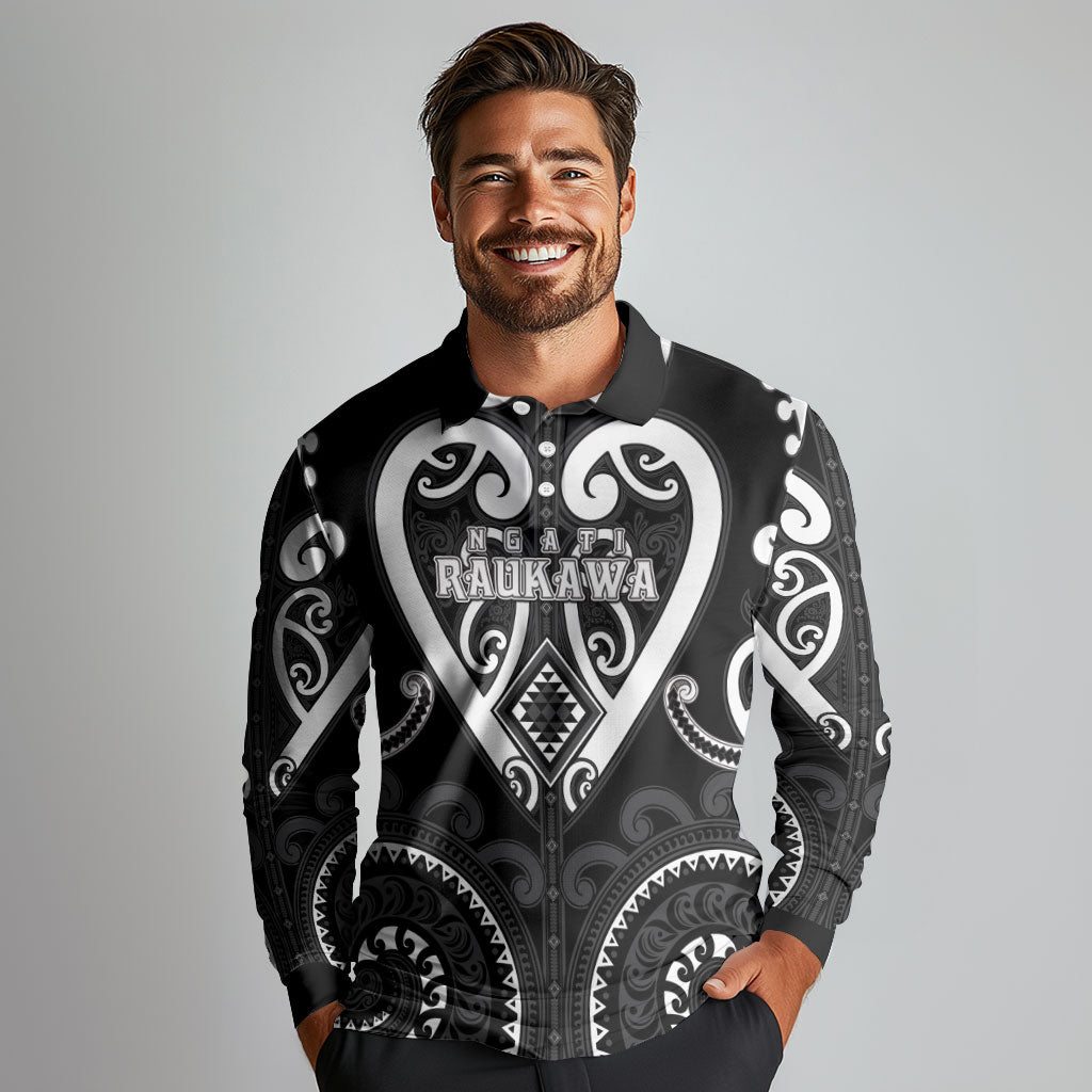 Custom Aotearoa Ngati Raukawa Long Sleeve Polo Shirt Maori Tribal Pattern
