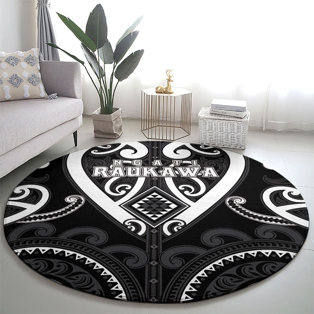 Aotearoa Ngati Raukawa Round Carpet Maori Tribal Pattern