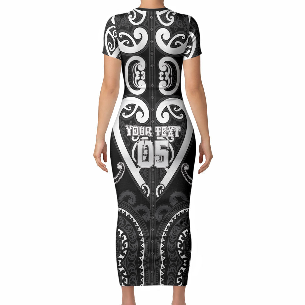 Custom Aotearoa Ngati Raukawa Short Sleeve Bodycon Dress Maori Tribal Pattern