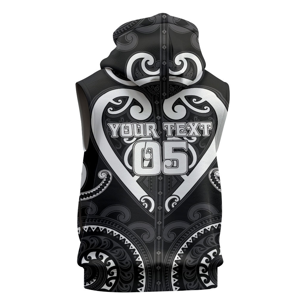 Custom Aotearoa Ngati Raukawa Sleeveless Hoodie Maori Tribal Pattern