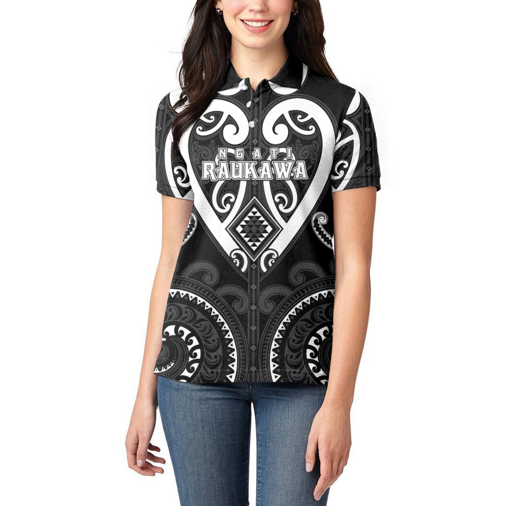 Custom Aotearoa Ngati Raukawa Women Polo Shirt Maori Tribal Pattern