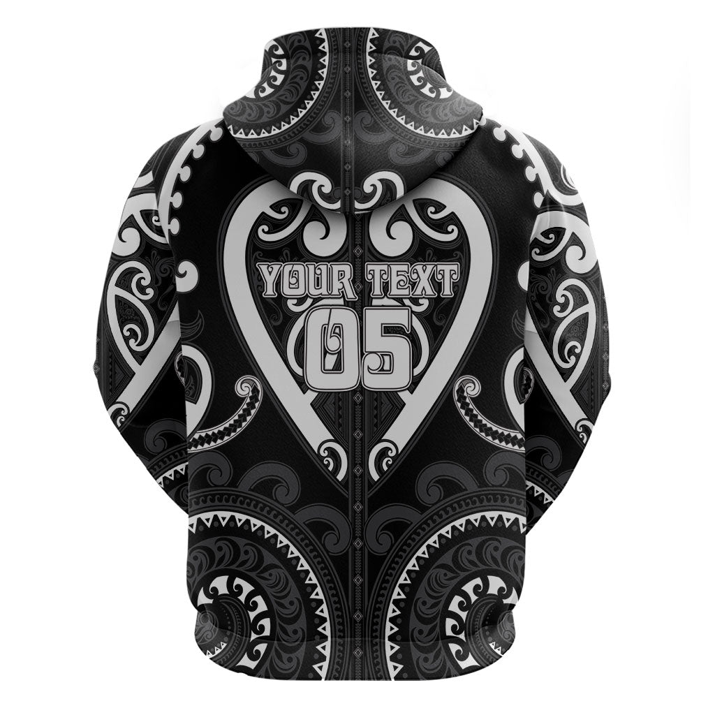 Custom Aotearoa Ngati Raukawa Zip Hoodie Maori Tribal Pattern