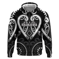 Custom Aotearoa Ngati Raukawa Zip Hoodie Maori Tribal Pattern