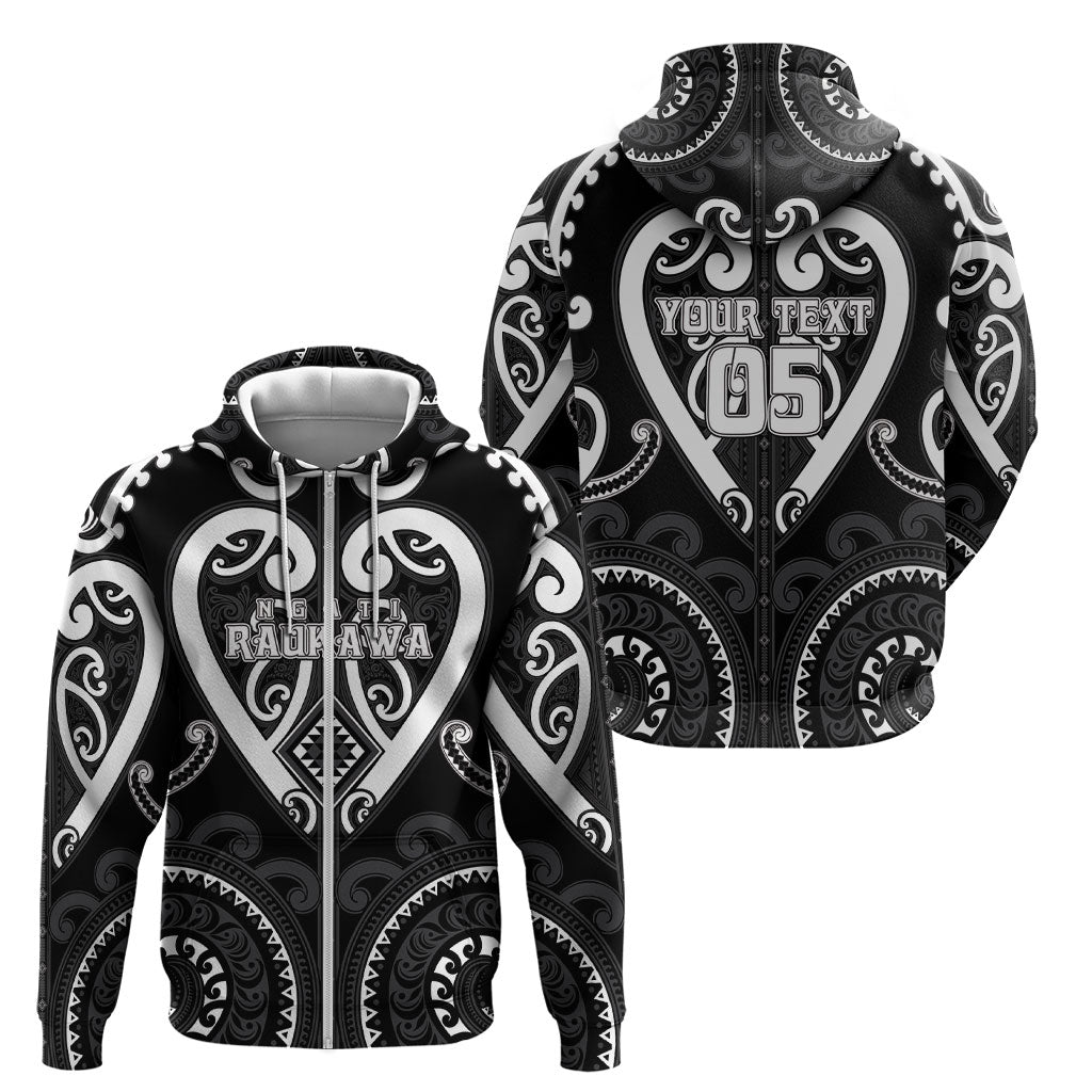Custom Aotearoa Ngati Raukawa Zip Hoodie Maori Tribal Pattern