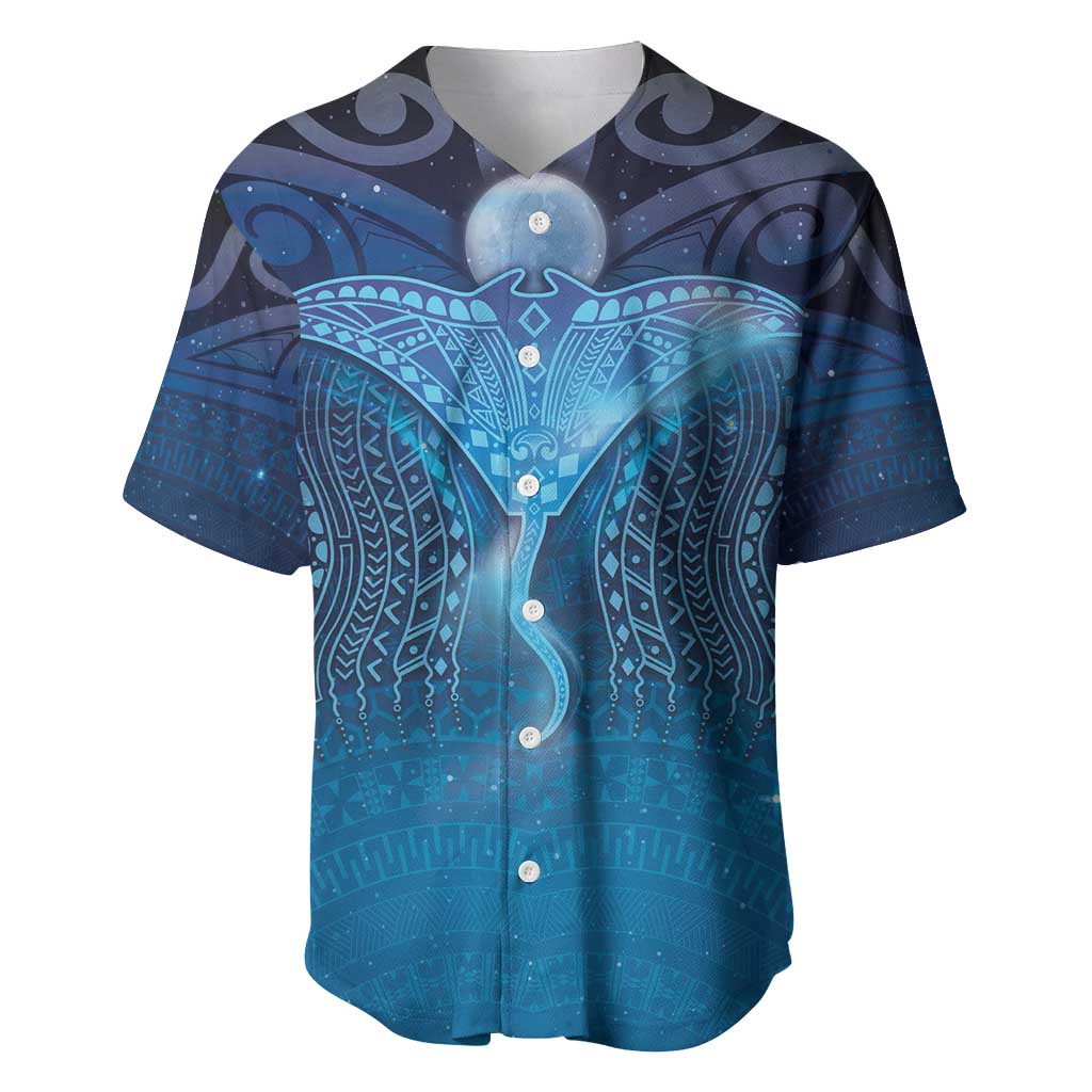 Polynesia Manta Ray Baseball Jersey Let's The Sea Set You Free LT05 Blue - Polynesian Pride