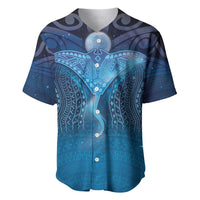 Polynesia Manta Ray Baseball Jersey Let's The Sea Set You Free LT05 Blue - Polynesian Pride