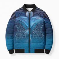 Polynesia Manta Ray Bomber Puffer Jacket Let's The Sea Set You Free LT05 Unisex Blue - Polynesian Pride