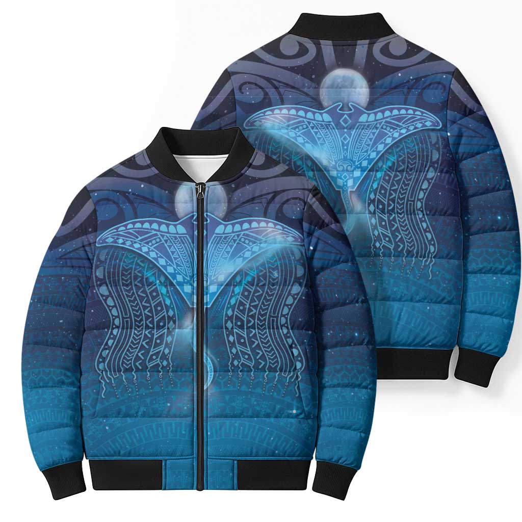 Polynesia Manta Ray Bomber Puffer Jacket Let's The Sea Set You Free LT05 - Polynesian Pride