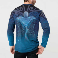 Polynesia Manta Ray Button Sweatshirt Let's The Sea Set You Free LT05 - Polynesian Pride