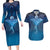 Polynesia Manta Ray Couples Matching Long Sleeve Bodycon Dress and Hawaiian Shirt Let's The Sea Set You Free - Polynesian Pride