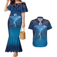 Polynesia Manta Ray Couples Matching Mermaid Dress and Hawaiian Shirt Let's The Sea Set You Free - Polynesian Pride