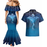 Polynesia Manta Ray Couples Matching Mermaid Dress and Hawaiian Shirt Let's The Sea Set You Free - Polynesian Pride