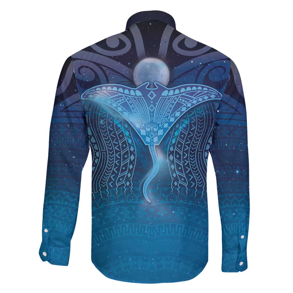 Polynesia Manta Ray Family Matching Off Shoulder Short Dress and Hawaiian Shirt Let's The Sea Set You Free - Polynesian Pride