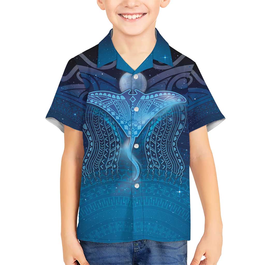 Polynesia Manta Ray Kid Hawaiian Shirt Let's The Sea Set You Free - Polynesian Pride