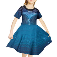 Polynesia Manta Ray Kid Short Sleeve Dress Let's The Sea Set You Free - Polynesian Pride