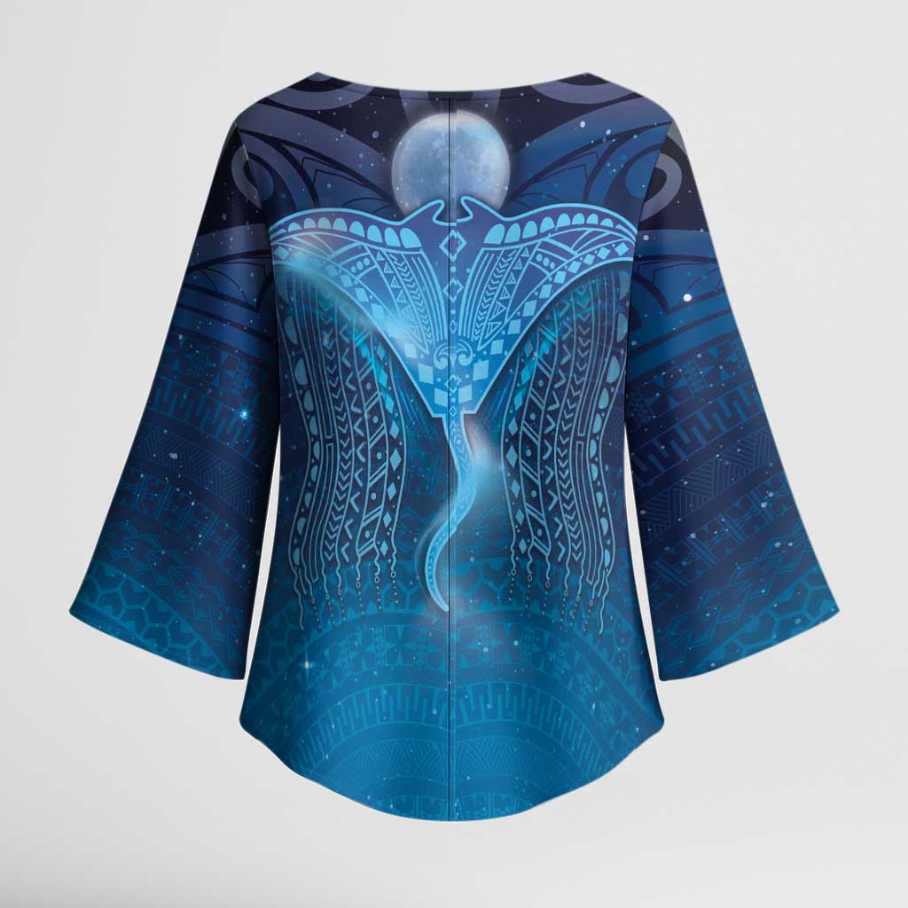 Polynesia Manta Ray Kimono Sleeve Blouse Let's The Sea Set You Free - Polynesian Pride