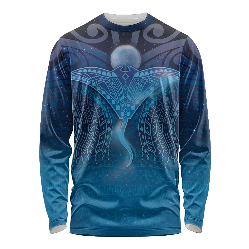 Polynesia Manta Ray Long Sleeve Shirt Let's The Sea Set You Free - Polynesian Pride