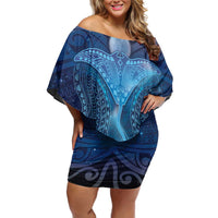 Polynesia Manta Ray Off Shoulder Short Dress Let's The Sea Set You Free - Polynesian Pride
