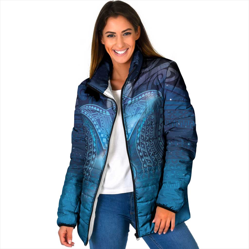 Polynesia Manta Ray Padded Jacket Let's The Sea Set You Free LT05 Women Blue - Polynesian Pride