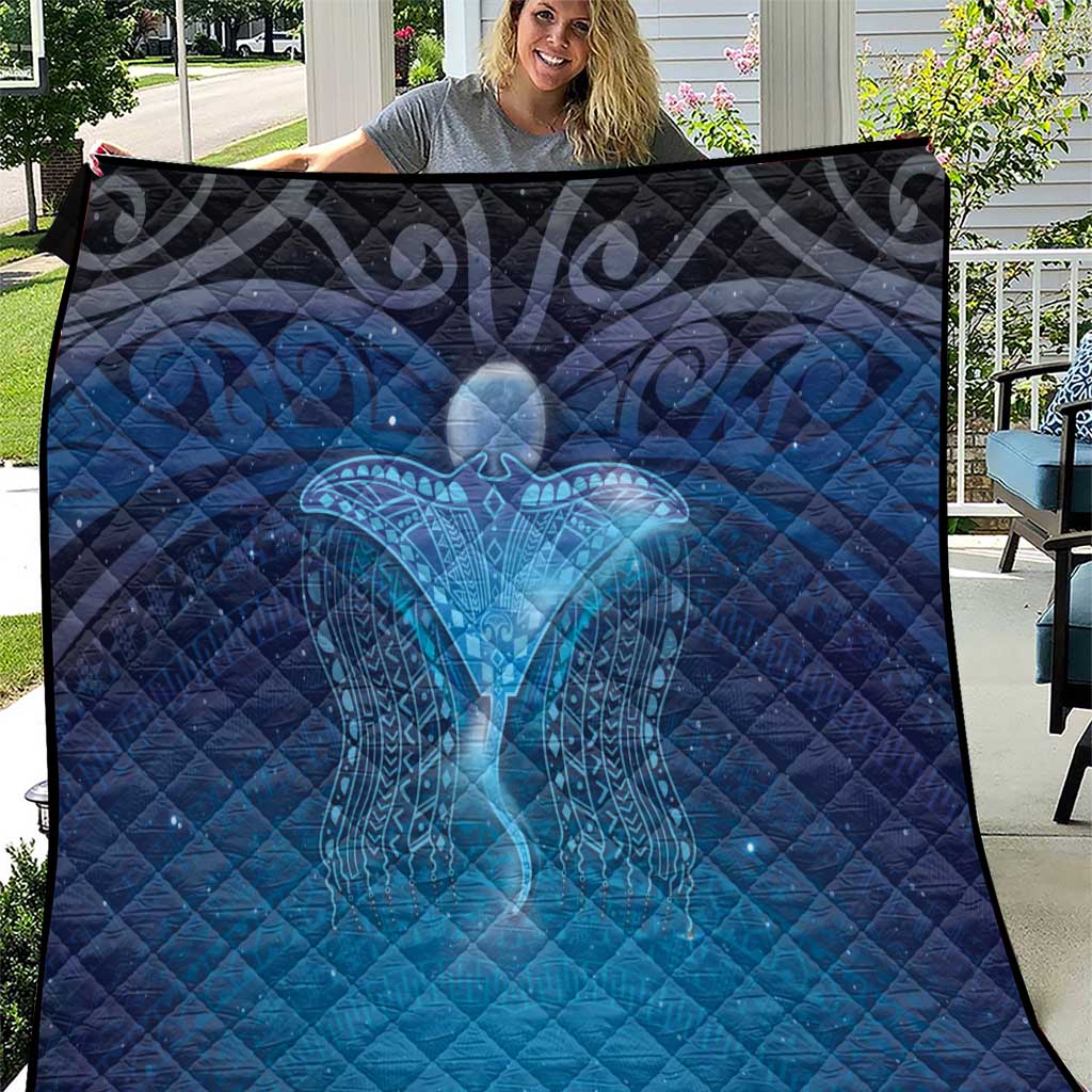 Polynesia Manta Ray Quilt Let's The Sea Set You Free LT05 Blue - Polynesian Pride