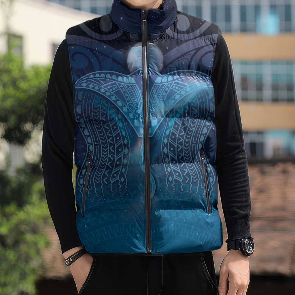 Polynesia Manta Ray Sleeveless Puffer Jacket Let's The Sea Set You Free LT05 - Polynesian Pride