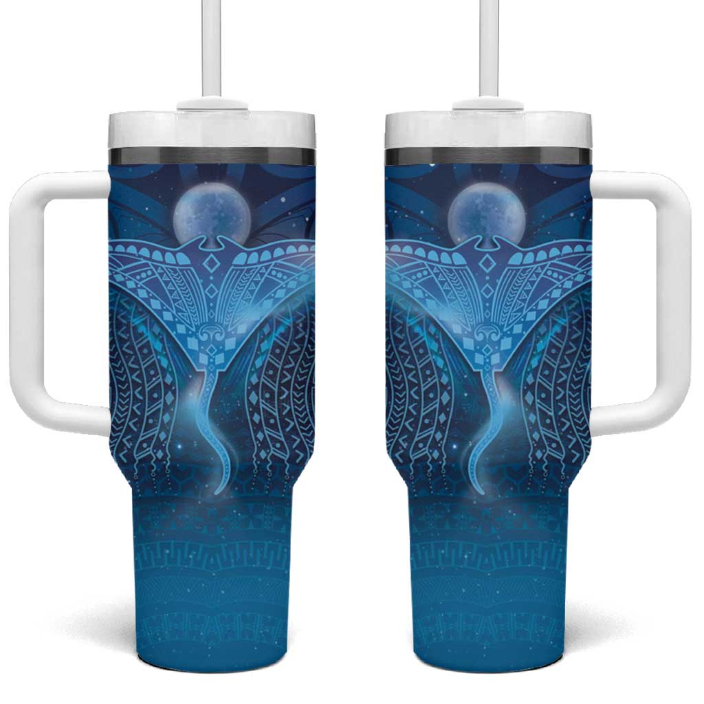 Polynesia Manta Ray Tumbler With Handle Let's The Sea Set You Free - Polynesian Pride