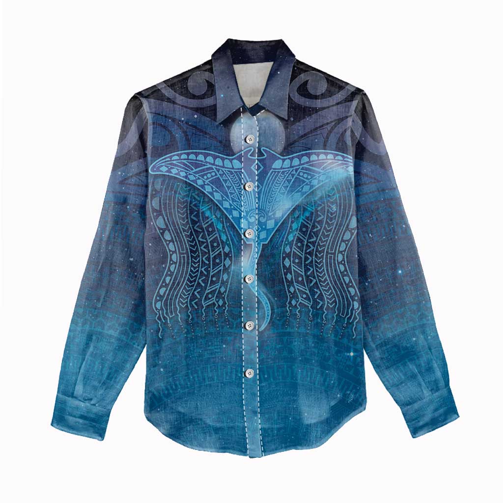 Polynesia Manta Ray Women Casual Shirt Let's The Sea Set You Free - Polynesian Pride