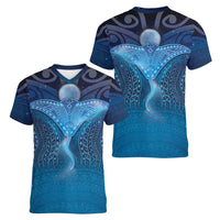 Polynesia Manta Ray Women V-Neck T-Shirt Let's The Sea Set You Free - Polynesian Pride