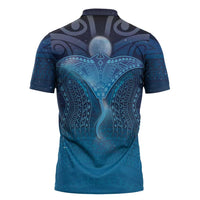 Polynesia Manta Ray Zipper Polo Shirt Let's The Sea Set You Free - Polynesian Pride