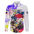 Filipino American History Month Family Matching Short Sleeve Bodycon Dress and Hawaiian Shirt The Eight-Rayed Sun Flags With Bald Eagle LT05 Dad's Shirt - Long Sleeve White - Polynesian Pride