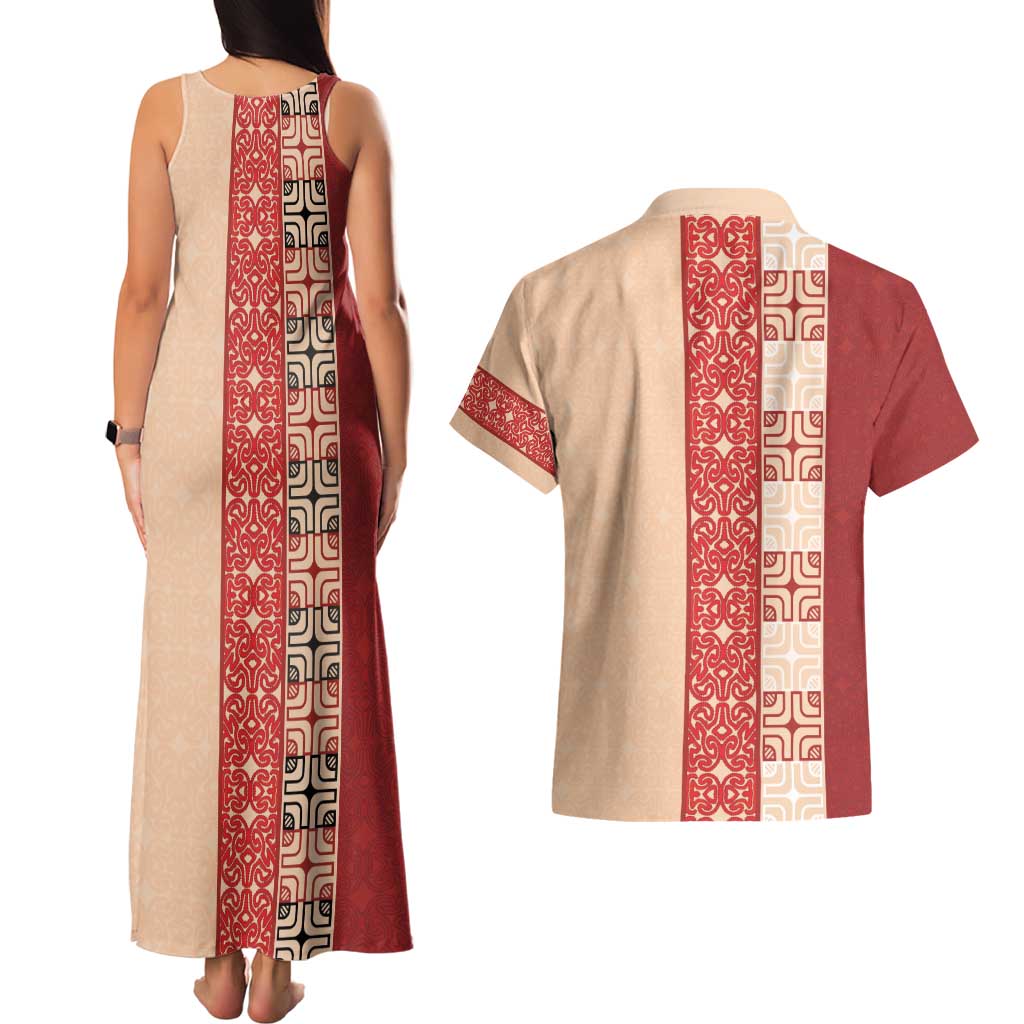 Papua New Guinea Couples Matching Tank Maxi Dress and Hawaiian Shirt Oro Tapa Pattern