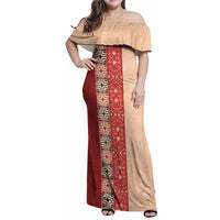 Papua New Guinea Family Matching Off Shoulder Maxi Dress and Hawaiian Shirt Oro Tapa Pattern