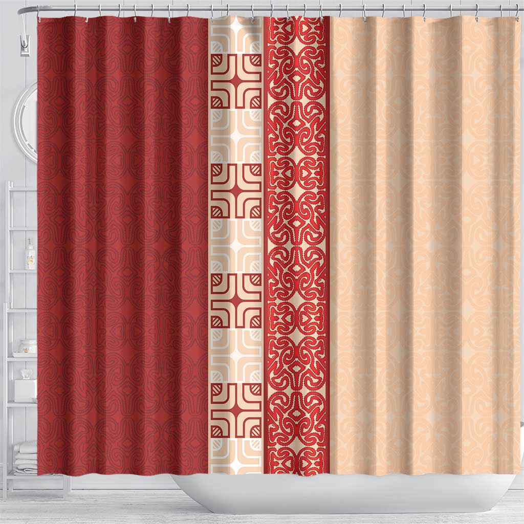 Papua New Guinea Shower Curtain Oro Tapa Pattern