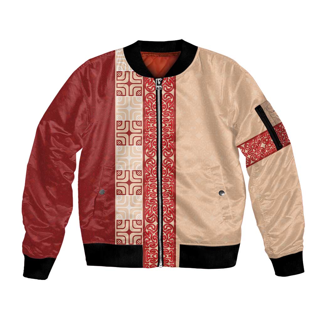 Papua New Guinea Sleeve Zip Bomber Jacket Oro Tapa Pattern