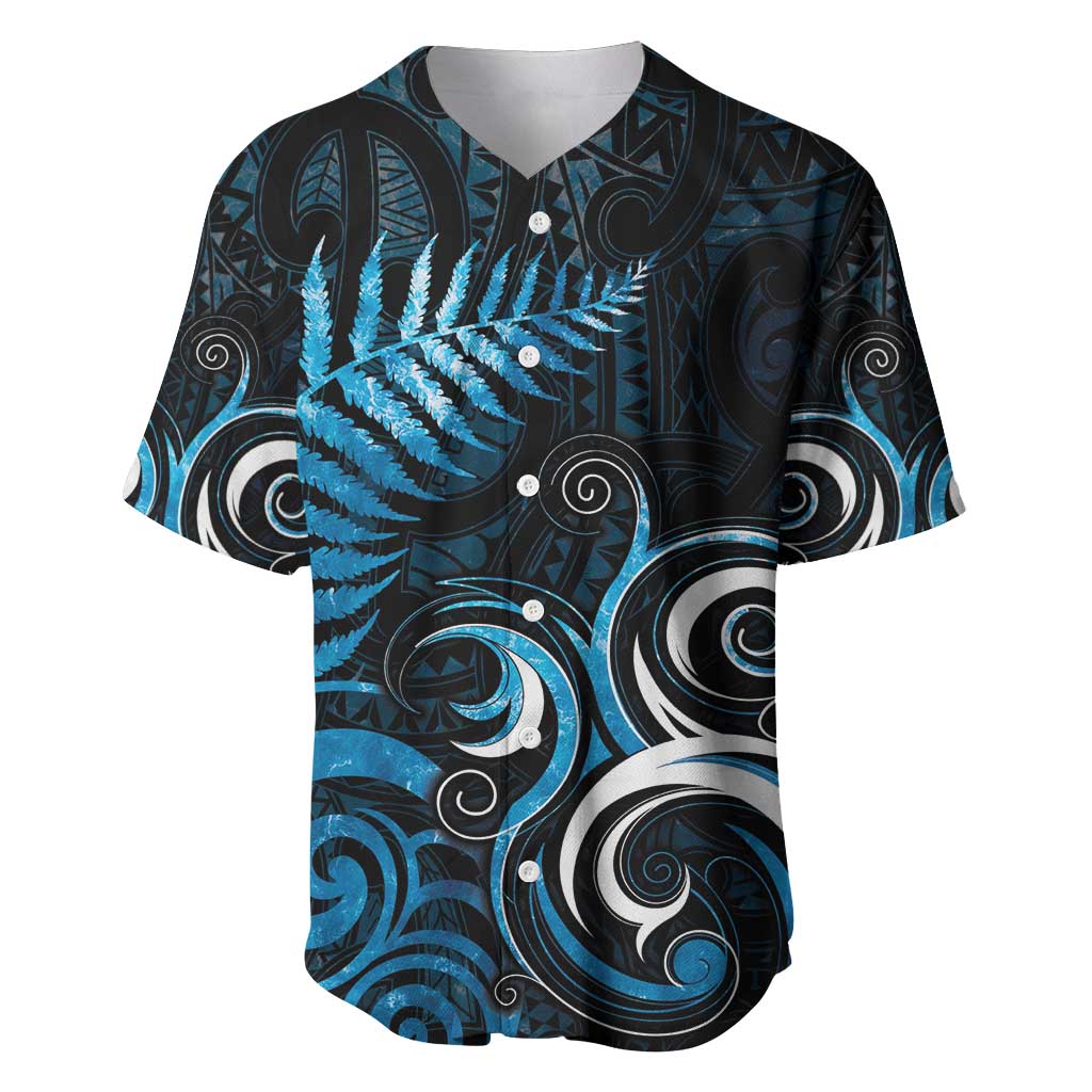 New Zealand Sea Week Baseball Jersey Maori Wave Pattern Ocean Blue