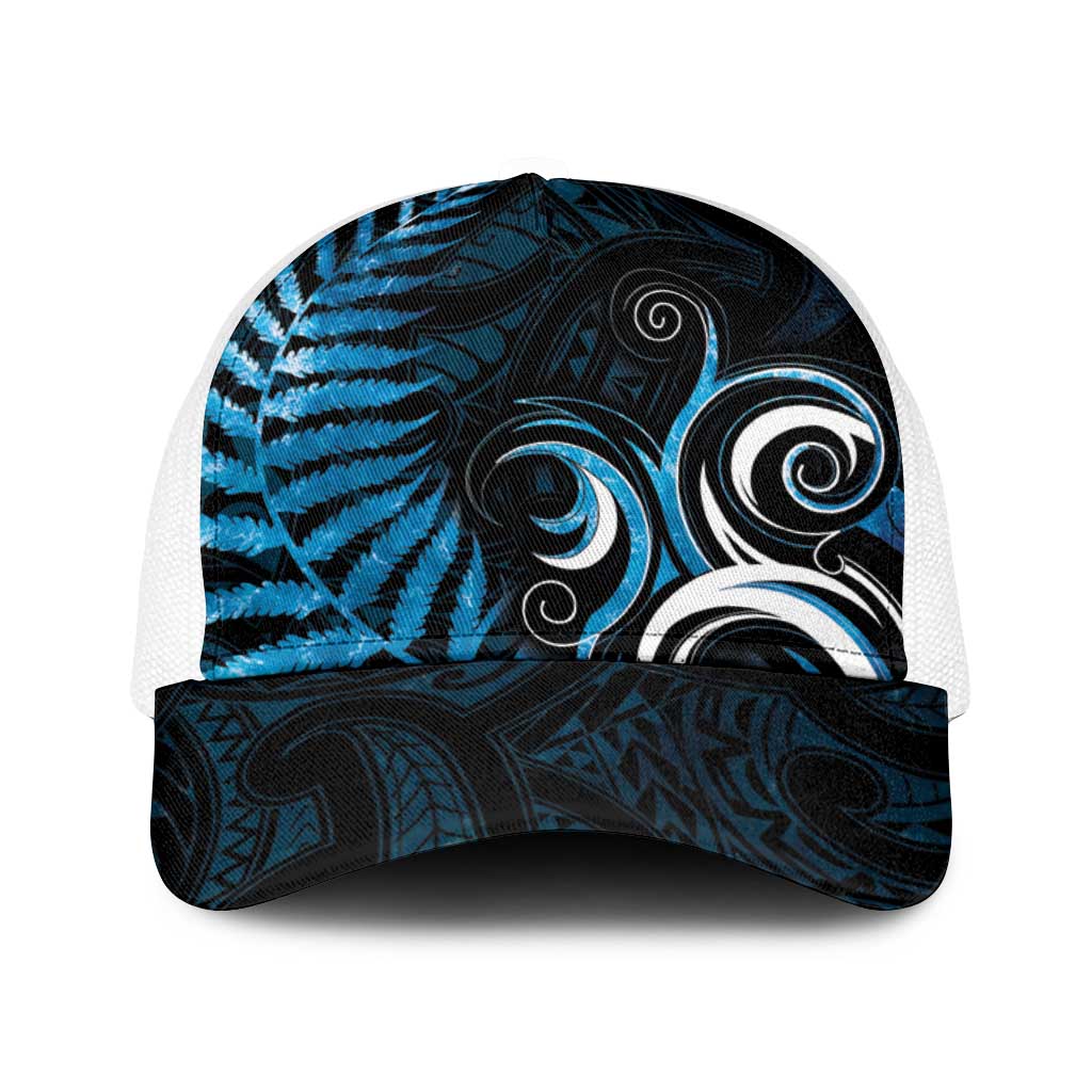 New Zealand Sea Week Baseball Net Cap Maori Wave Pattern Ocean Blue - Polynesian Pride