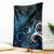 New Zealand Sea Week Blanket Maori Wave Pattern Ocean Blue