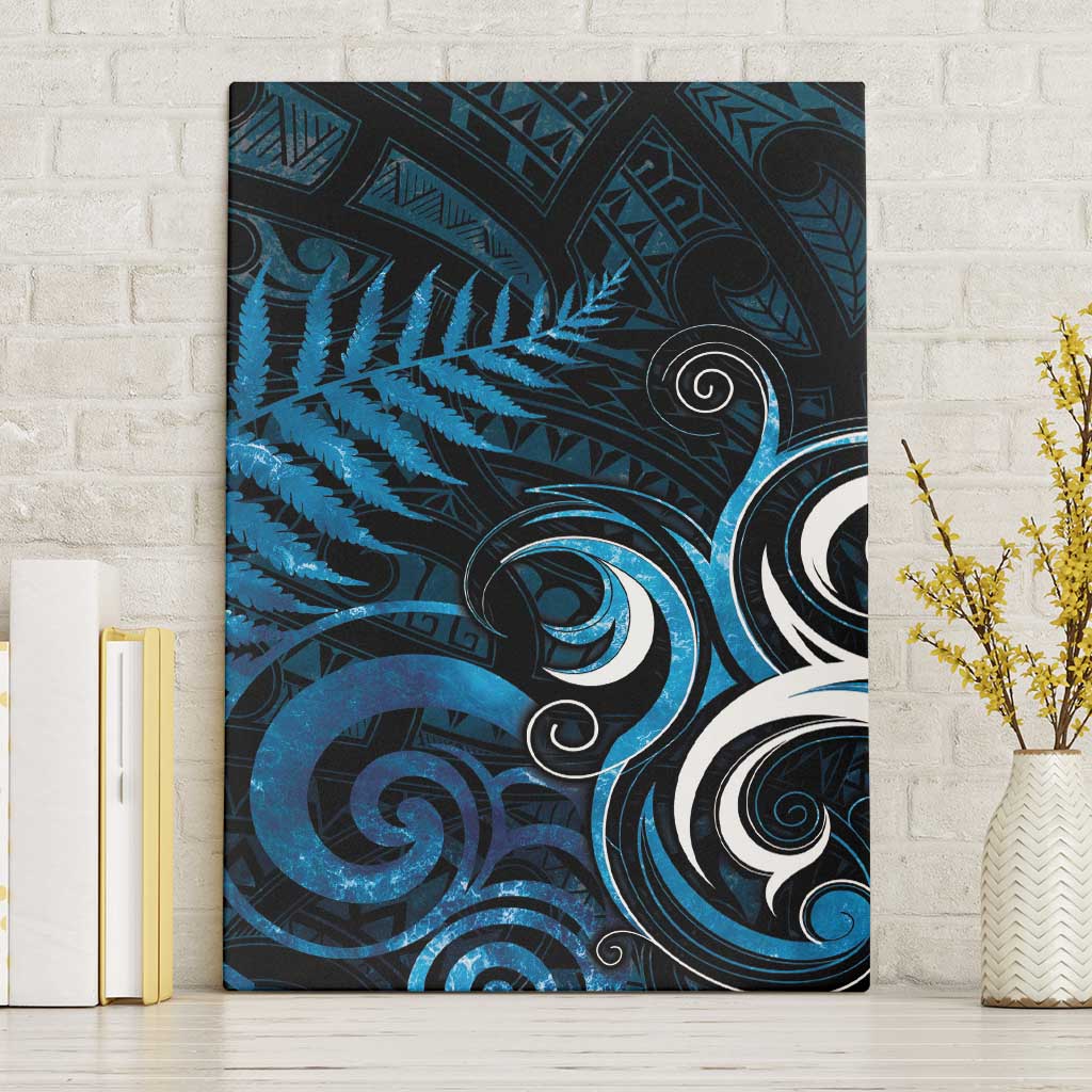 New Zealand Sea Week Canvas Wall Art Maori Wave Pattern Ocean Blue