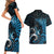 New Zealand Sea Week Couples Matching Short Sleeve Bodycon Dress and Hawaiian Shirt Maori Wave Pattern Ocean Blue