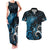 New Zealand Sea Week Couples Matching Tank Maxi Dress and Hawaiian Shirt Maori Wave Pattern Ocean Blue